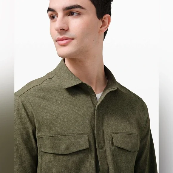 NWOT Lululemon Airing Easy Overshirt Heathered Medium Olive Size Large